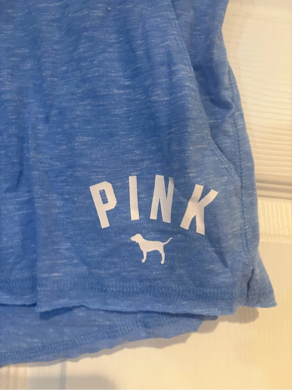 PINK Victoria's Secret Heather Blue Lace-Up Athletic Shorts